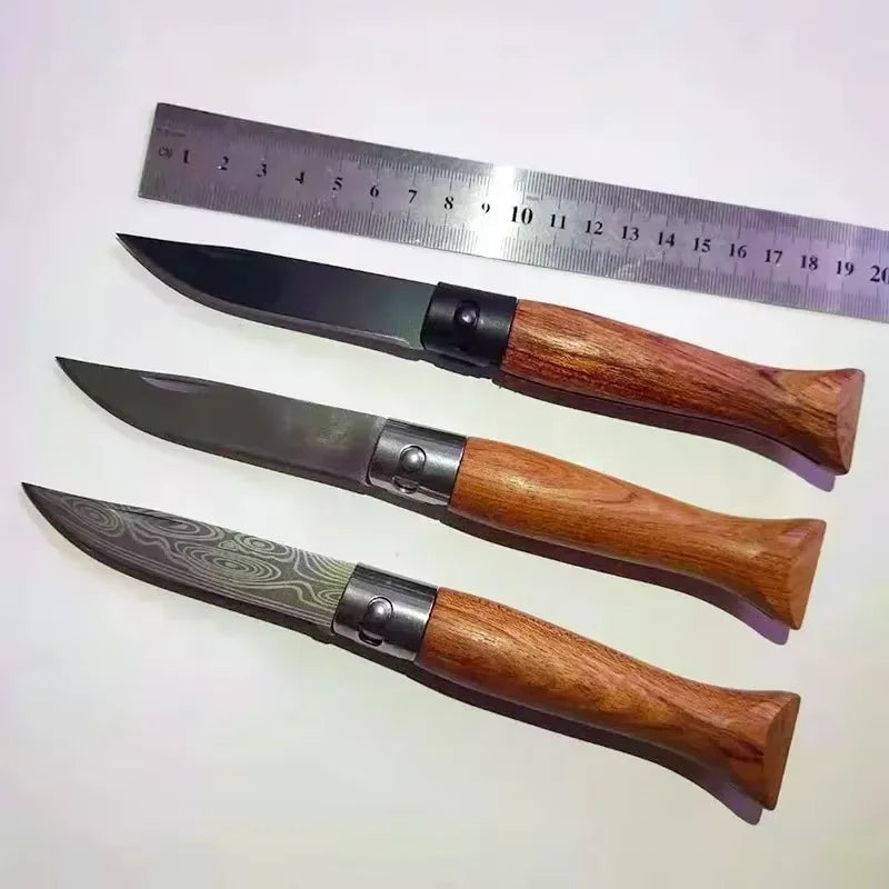 3CR13 Folding Pocket Knife – Wood Handle Camping Knife