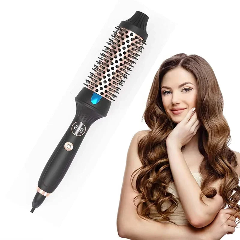 Ceramic Tourmaline Ionic Curling Brush | 2-in-1 Hot Comb