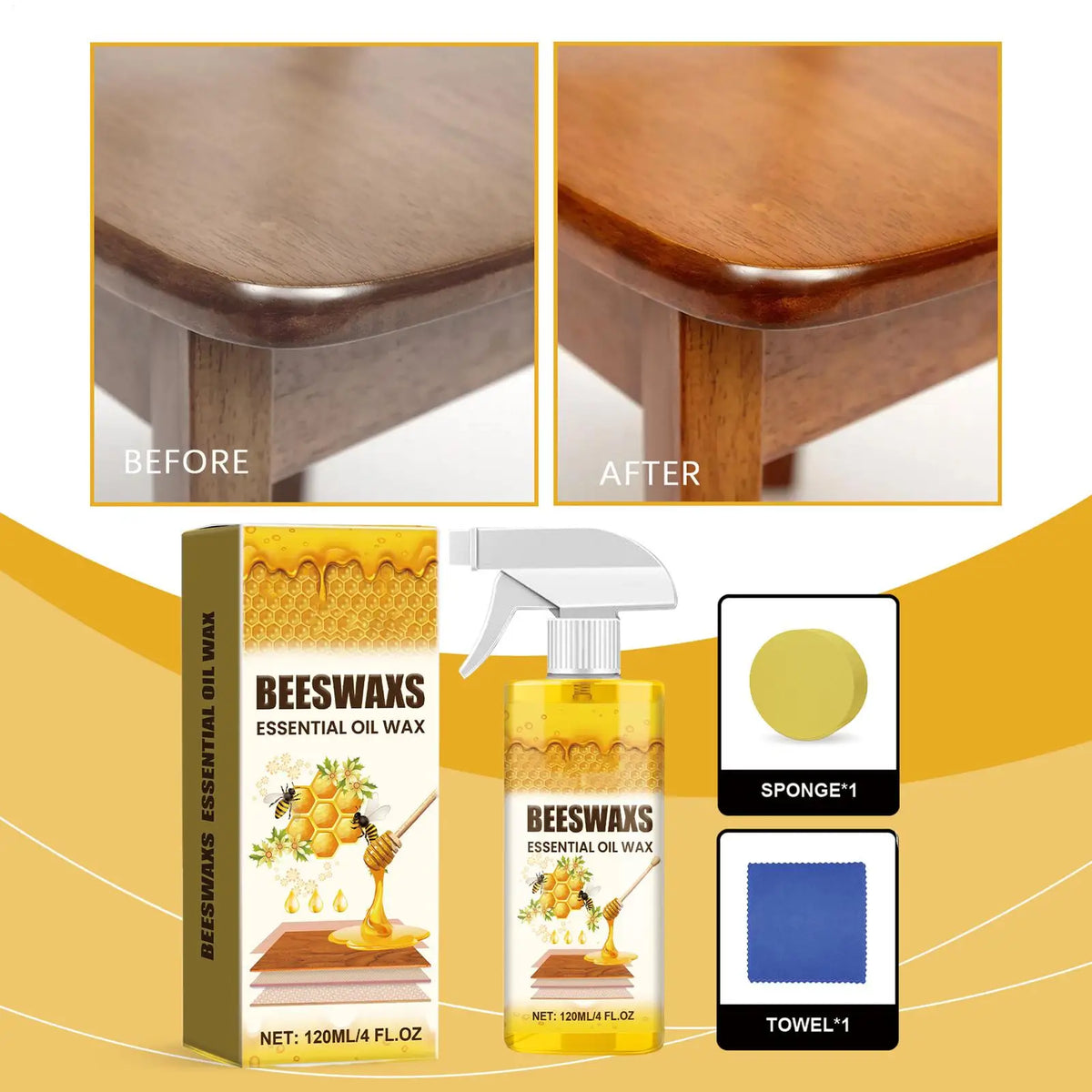 Beeswax Wood Polishing Spray 120ml | Furniture Scratch & Shine