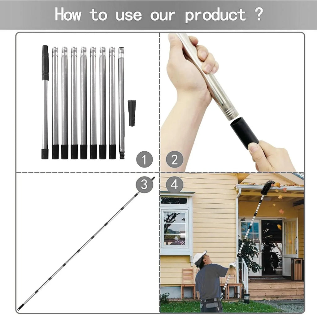 13.1FT Stainless Steel Paint Roller Extension Pole – 10 Sections