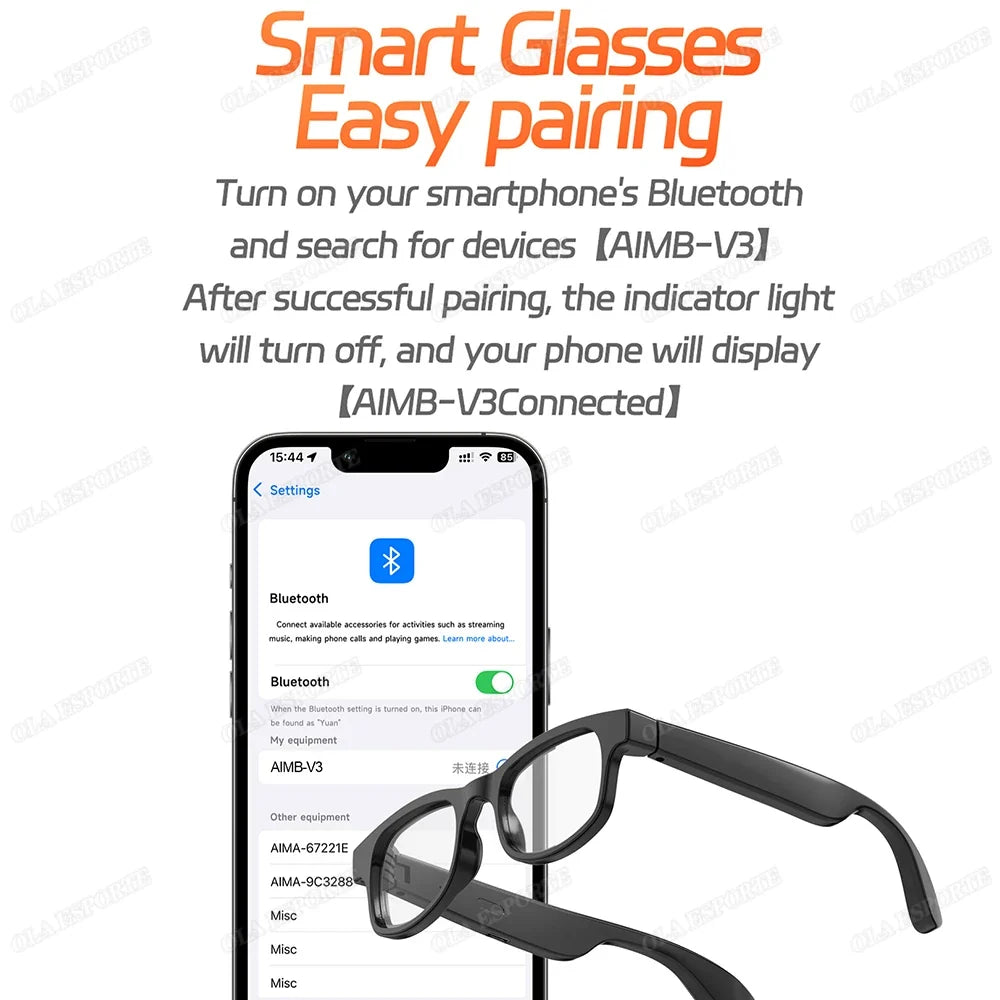 AI Smart Bluetooth Glasses Remote Control Touch Photo Camera
