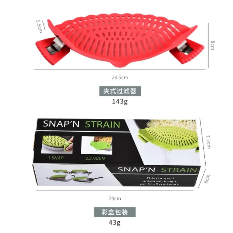 Universal Silicone Clip Pan Pot Strainer Anti Spill Food Pots Pans