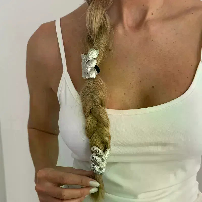Metal Braid Elastic Hair Tie – Fashion Ponytail Rope