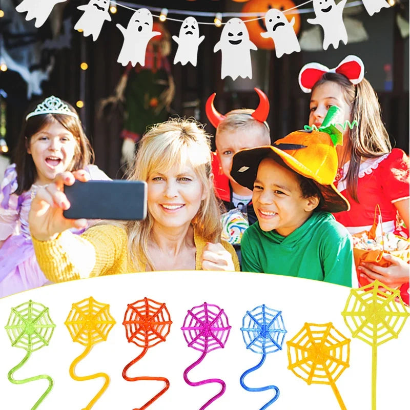 10-Pack Stretchy Sticky Spider Web Toys – Halloween Party Gift