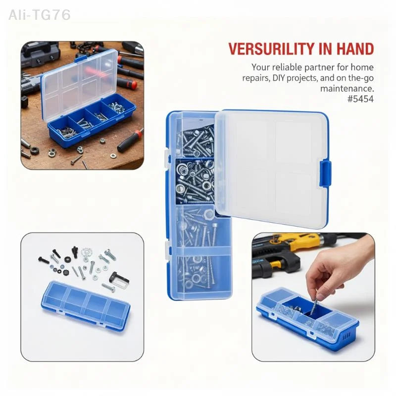 4-Compartment Plastic Screw & Parts Organizer Box with Lid
