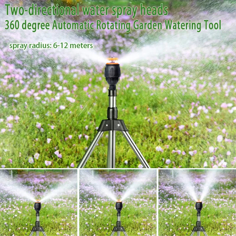 360° Rotating Garden Sprinkler with Telescopic Tripod Stand