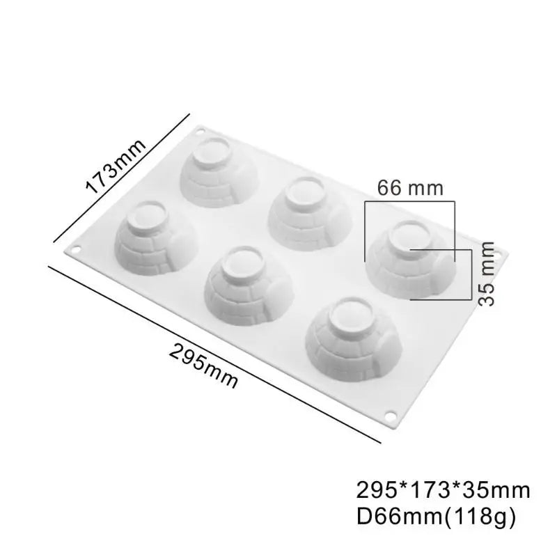 6-Cavity Igloo Silicone Cake Mold Mousses Ice Cream Kitchen Pastry