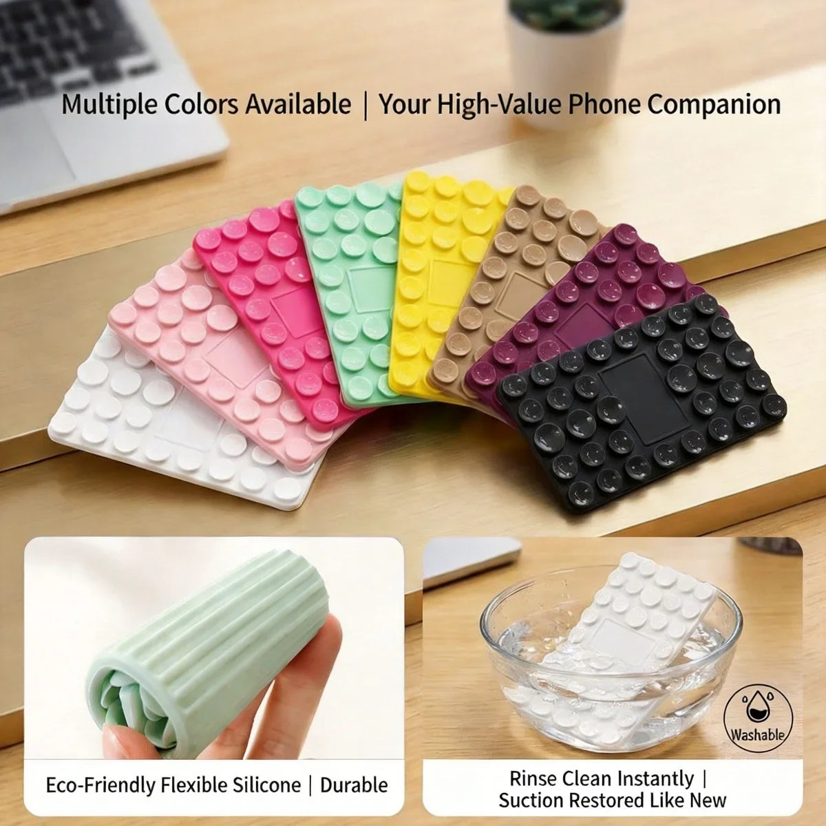 Silicone Suction Cup Phone Stand – Foldable Multi-Angle Holder