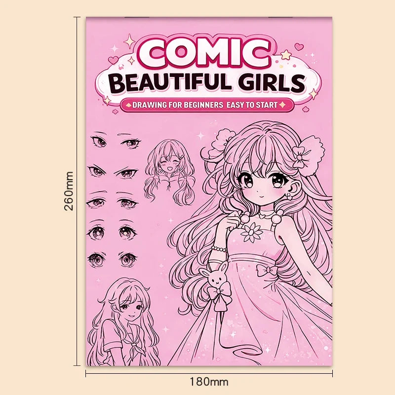 Comic Beautiful Girls Drawing Book 32 Pages Beginner-friendly Manga