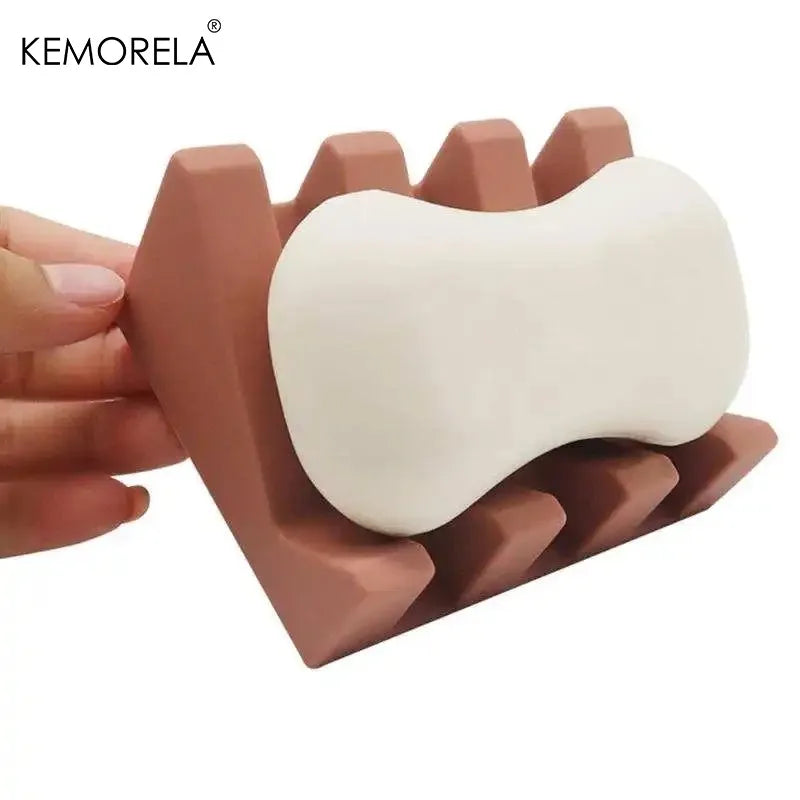 KEMORELA 2-Pack Silicone Self-Draining Soap Dish Tray Set