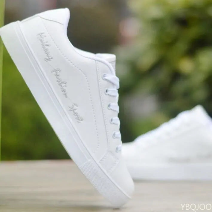 YBQJOO Flat Lace-Up Sneakers – Unisex Low-Top Casual Shoe