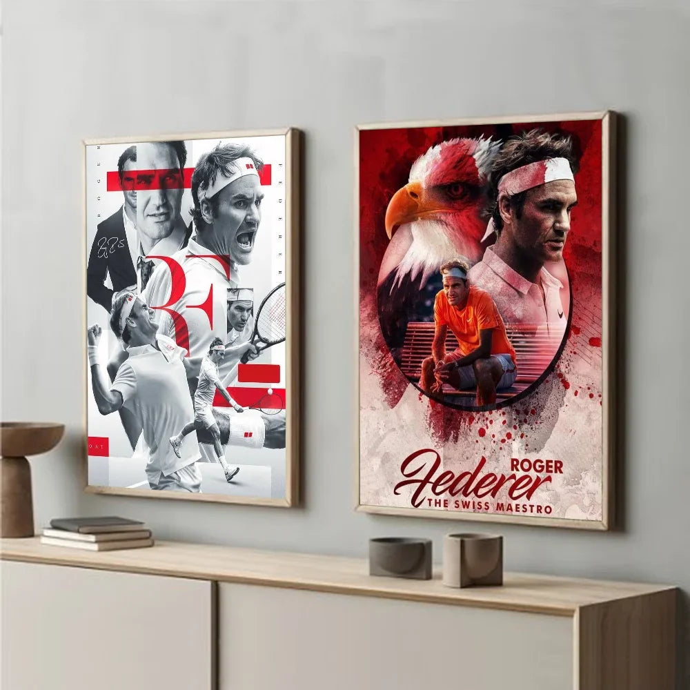 Roger Federer HD Wall Poster – Waterproof PVC Sticky Decor