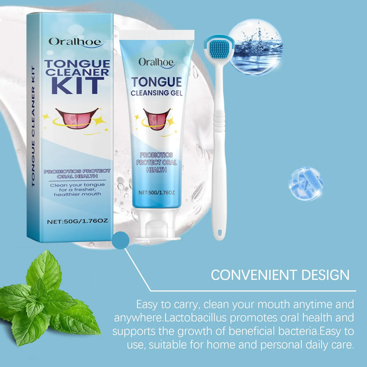 Oralhoe Tongue Scraper Kit with Brush & Cleaning Gel | Fresh Breath