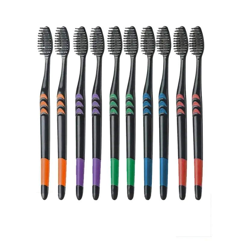 10-Pack Bamboo Charcoal Toothbrushes – Soft Ultra-Fine Bristles