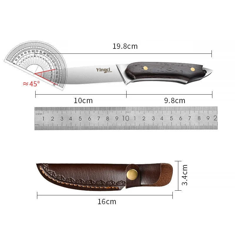 Forged Kitchen Knife – 4Cr13 Steel & Wood Handle + Sheath