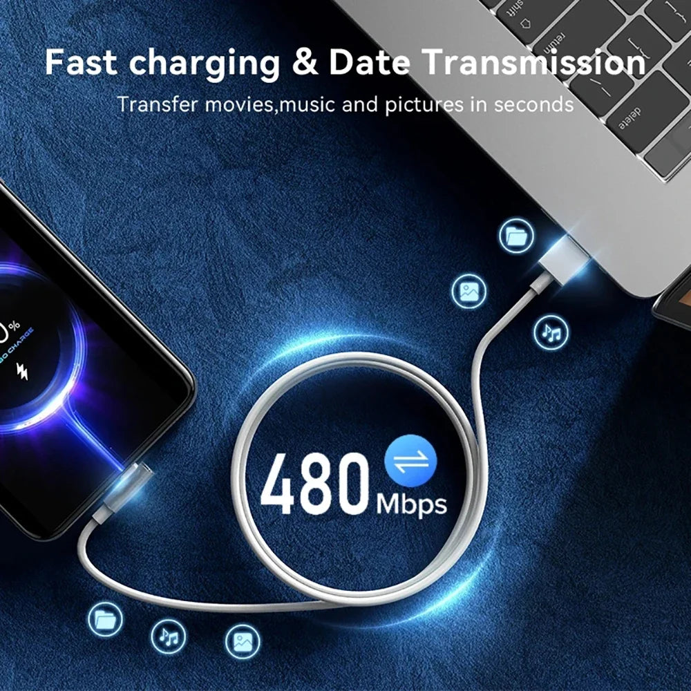 90° Elbow USB-C Cable 120W Fast Charging for Xiaomi Redmi