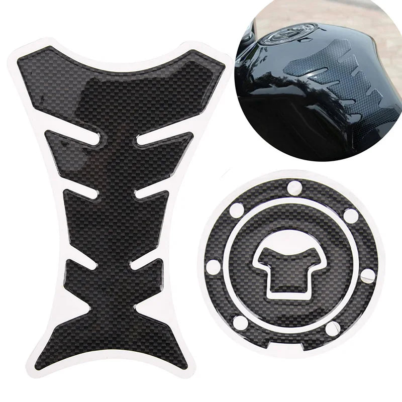 2Pcs Motorcycle 3D Carbon Fiber Fuel Tank Pad Protector Sticker