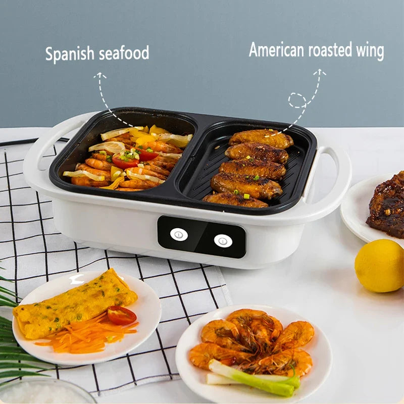 2-in-1 Electric Shabu Shabu Pot & Non-Stick Griddle | BBQ Hot Pot