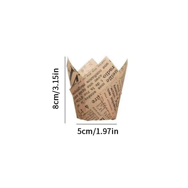 50-Pack Tulip Cupcake Liners – Oilproof Muffin Baking Cups