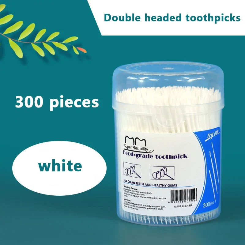 300pcs Double-Head Interdental Brushes & Dental Floss Picks