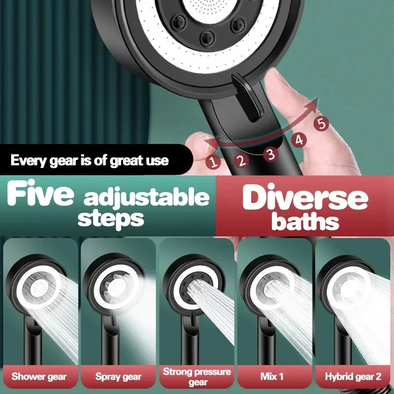 5-Mode High Pressure Handheld Shower Head Set | Water Saving