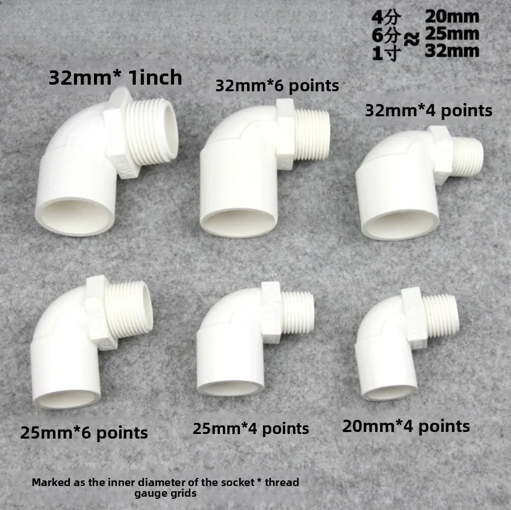 PVC 90° Elbow Reducer – 20/25/32mm to 1/2"–1" Male Thread