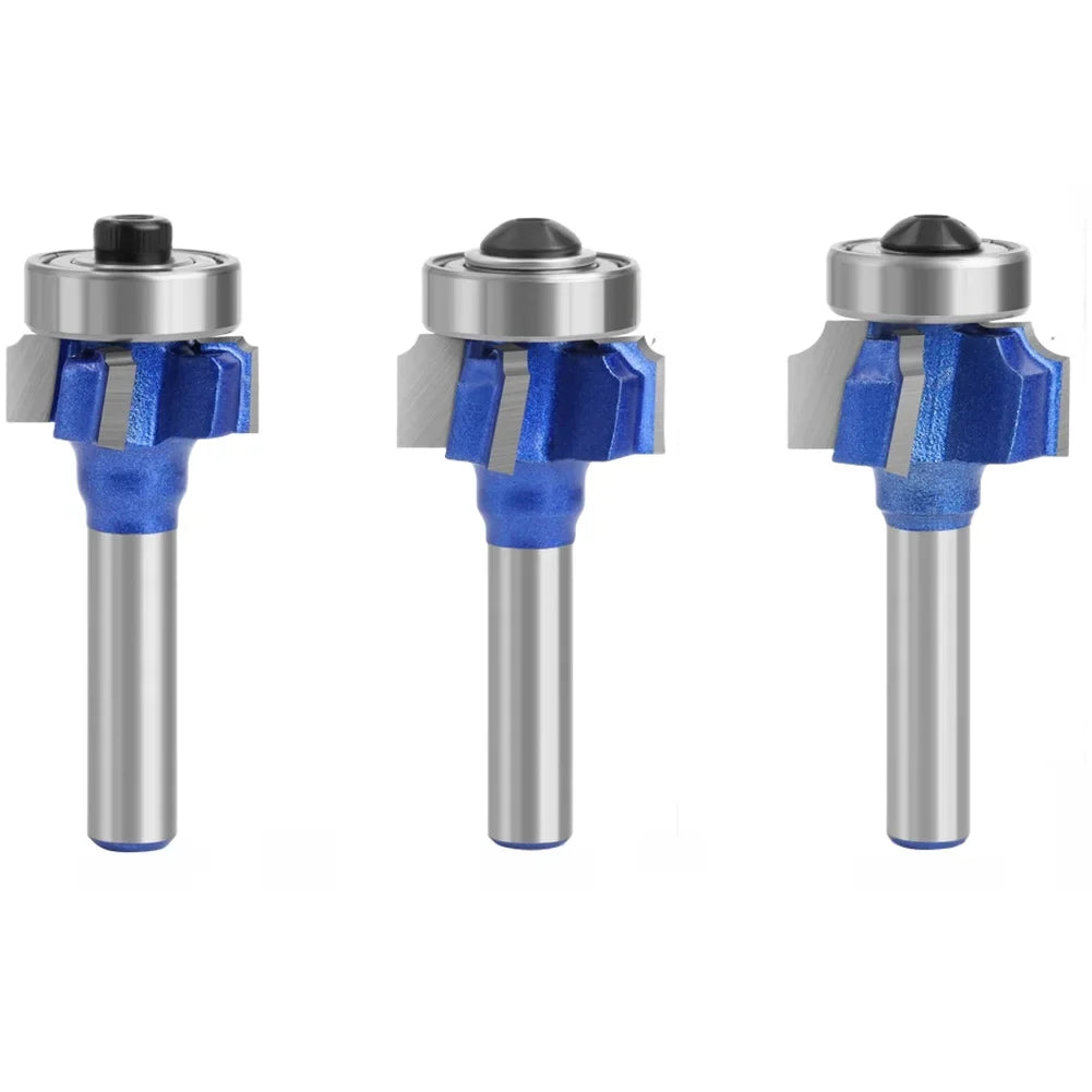 4-Flute Router Bit Set 8mm Shank – R1 R2 R3 Edge Trimmer