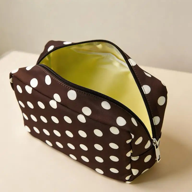 Polka Dot Waterproof Makeup Bag | Travel Toiletry Organizer