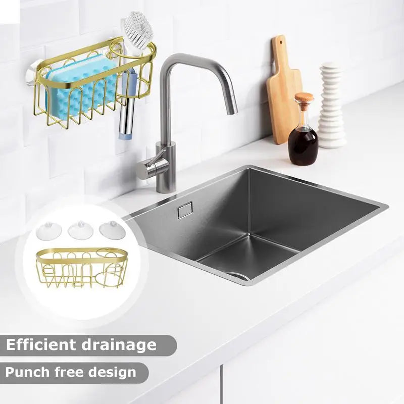 No-Drill Wall Sponge & Brush Holder | Suction Cup Drain Rack