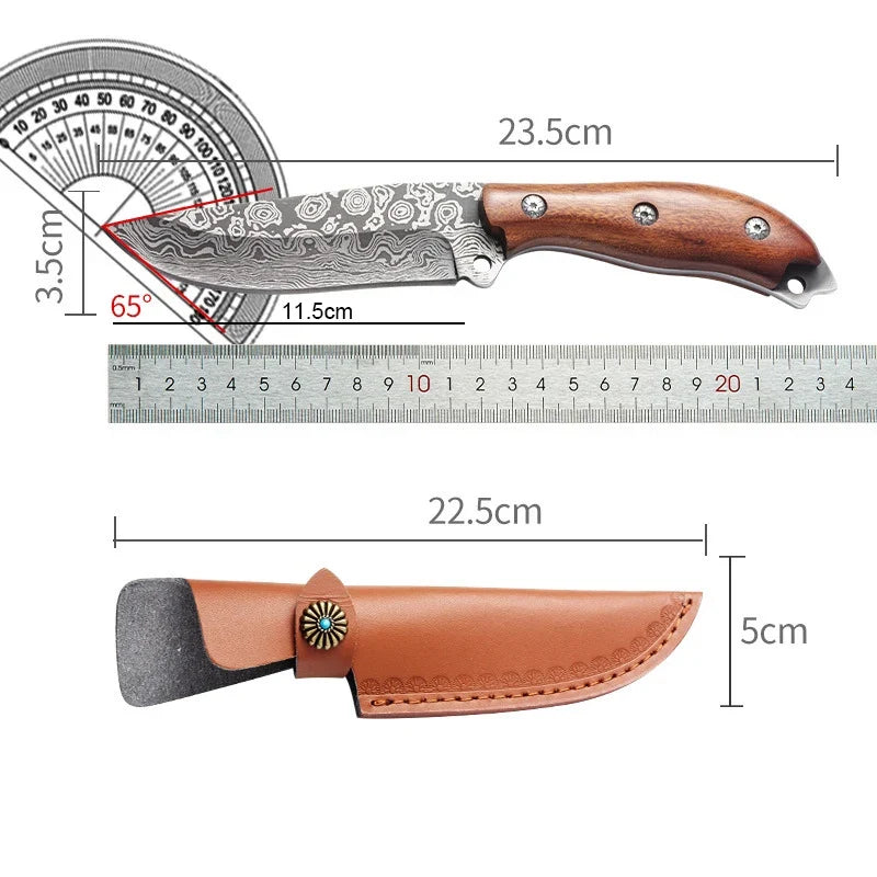Damascus Steel Kitchen Knife 11.5" with Cover | Sharp Blade