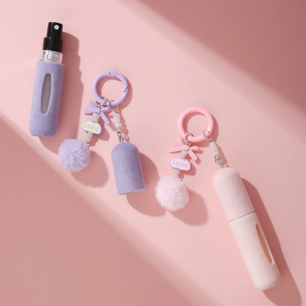 5ml Refillable Perfume Bottle Plush Keychain Travel Atomizer