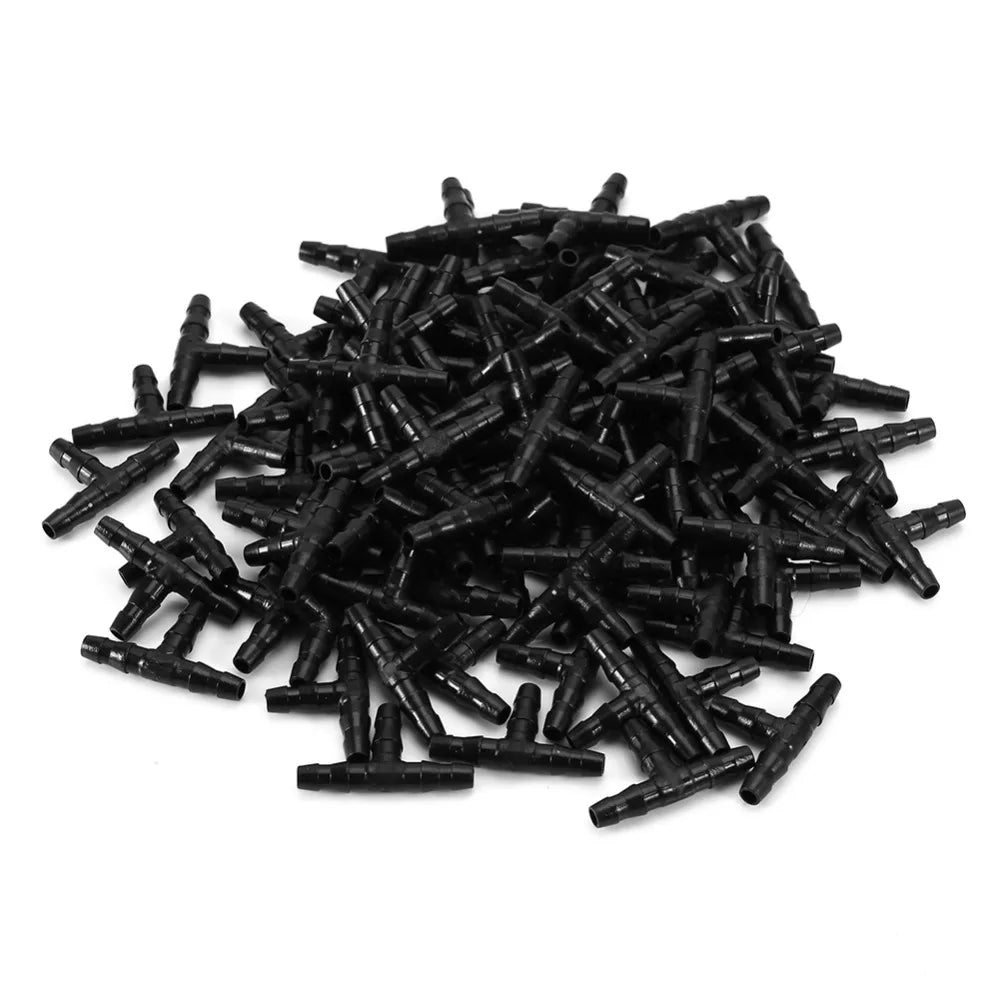 100-Pack 4/7mm Tee Connectors for Drip Irrigation Systems