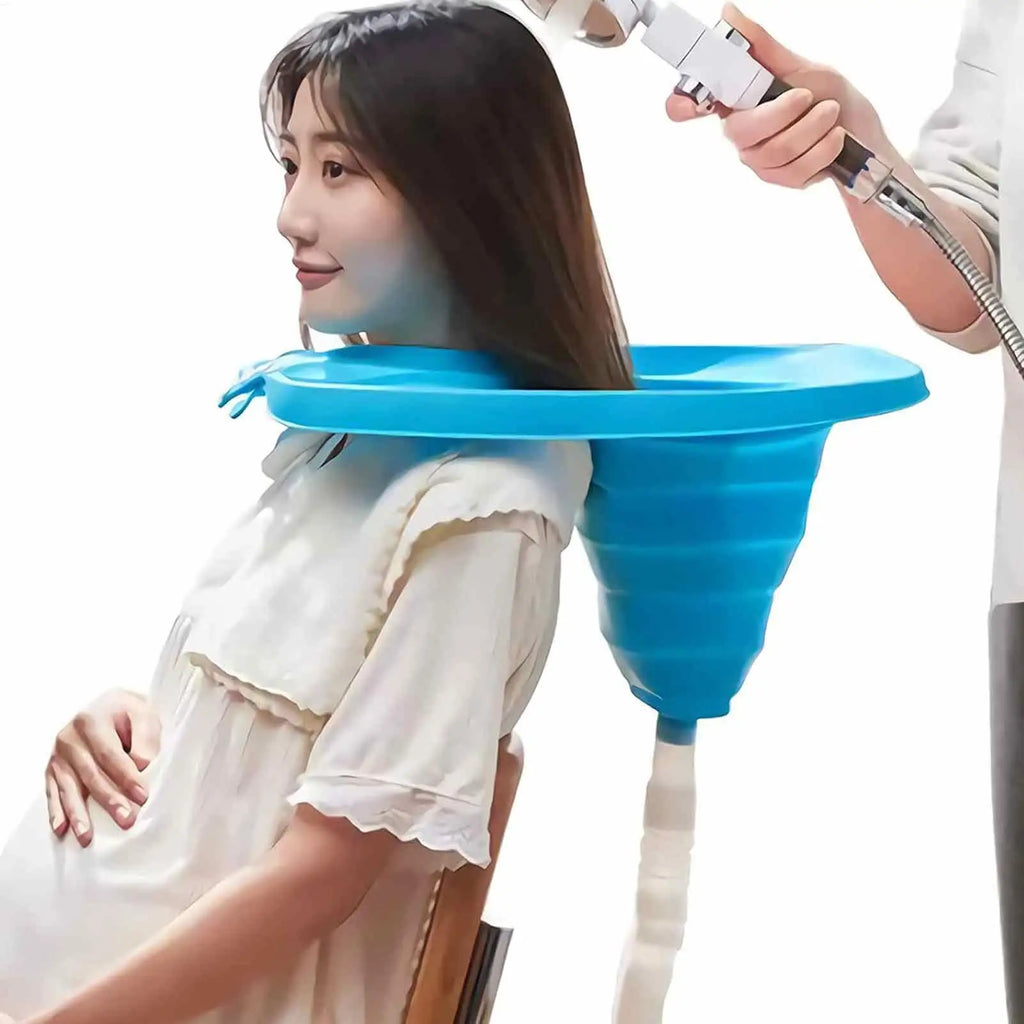 Portable Shampoo Bowl Foldable Vertical Shampooing Basin Drain Hose