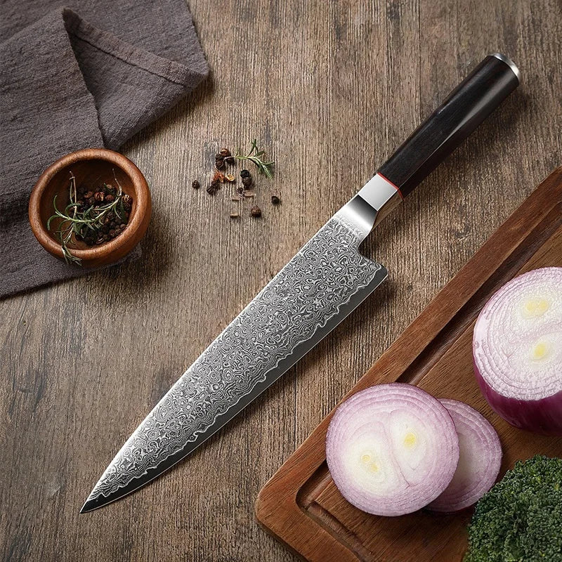 8-Inch Damascus Chef Knife – 67-Layer VG-10 Steel & Walnut Handle