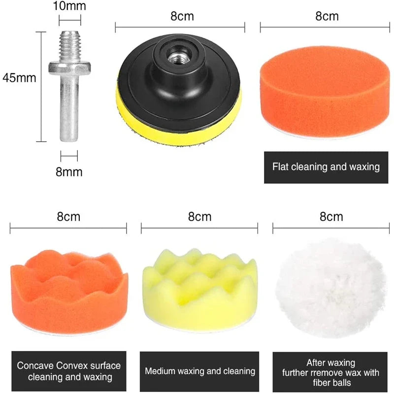 Car Polishing Sponge Pad Kit – Foam Buffer & Wax Pads