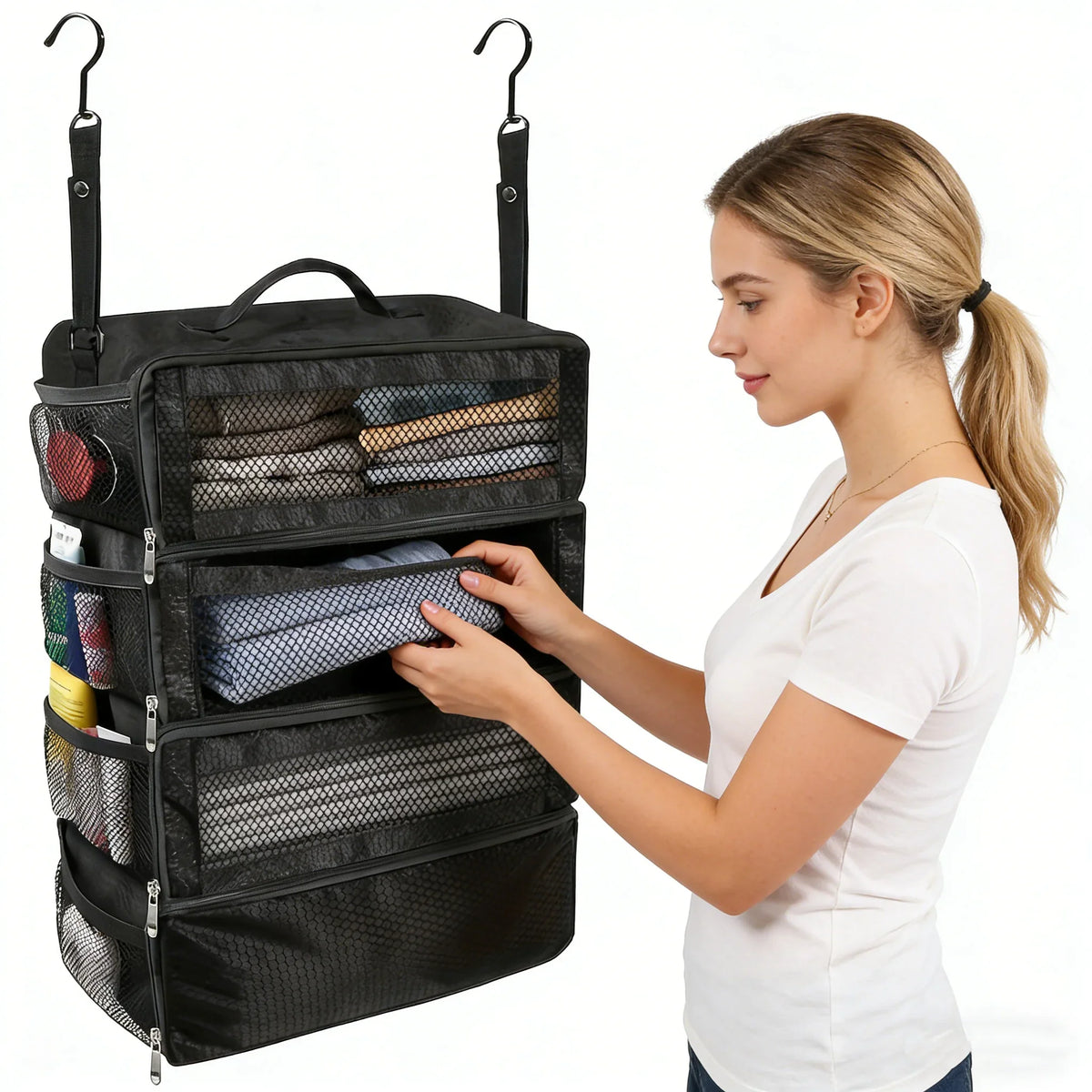 Hanging Suitcase Organizer | Collapsible Packing Cubes