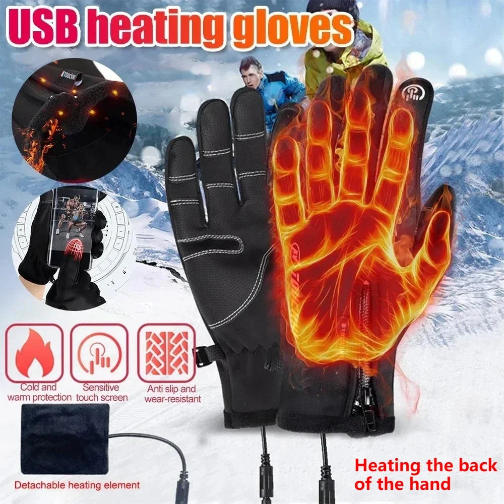 USB Electric Heated Gloves – Waterproof Touch Screen Winter
