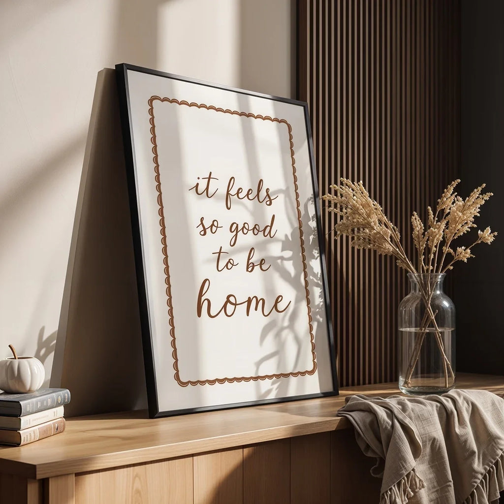 "It Feels So Good To Be Home" Retro Quote Canvas Wall Art