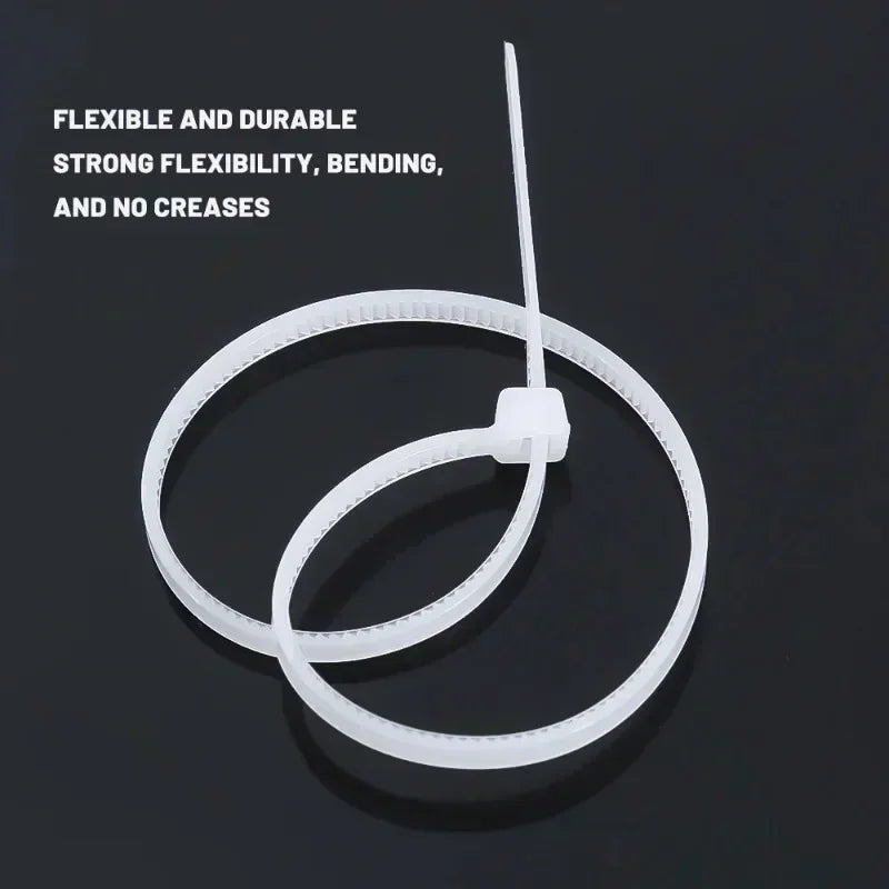 Nylon Cable Ties 100/200Pcs – Self-Locking Reusable Zip Ties