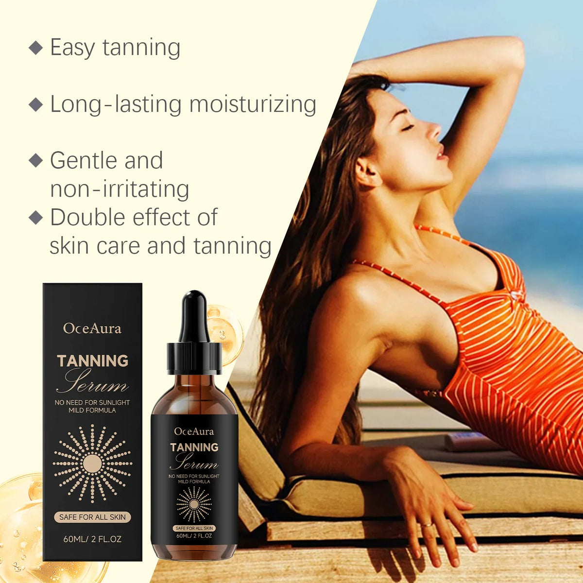 OceAura Self Tanning Drops – Sunless Tanner Serum 60ml