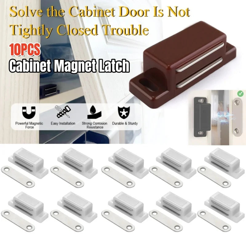Magnetic Cabinet Catches 10-Pack | Door Latches for Cupboards