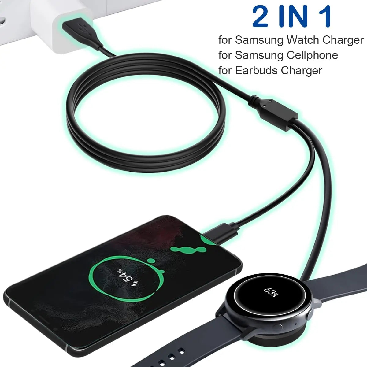 2-in-1 Samsung Galaxy Watch Charger + USB-C Cable – All Models