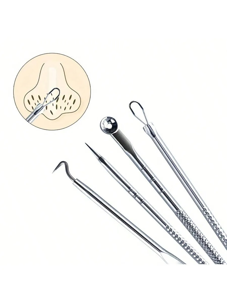 Stainless Steel Blackhead Extractor Tool Set – 4 Piece Kit