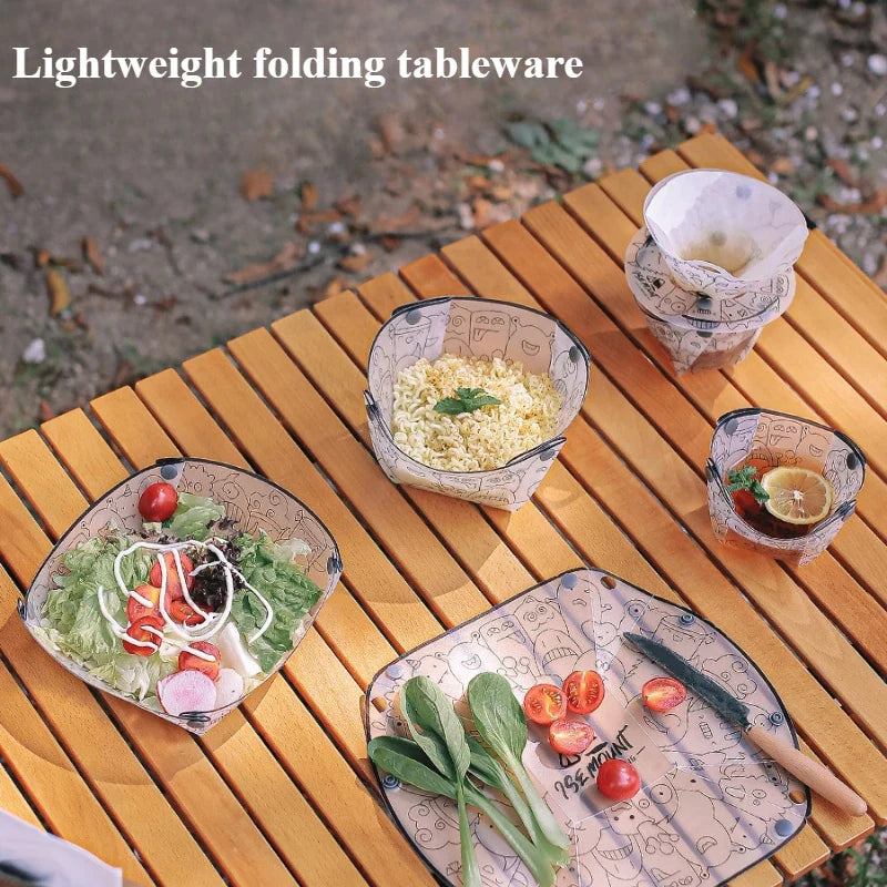 Ultralight Folding Camping Tableware Set – Bowl, Plate & Cup