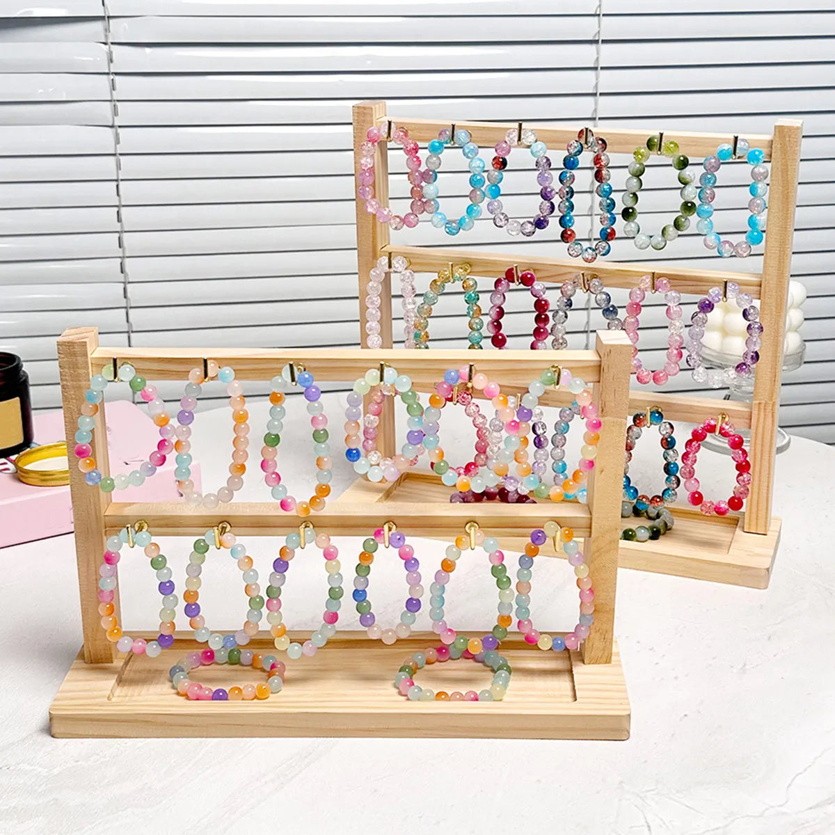 Wooden Bracelet Rack Earring Storage Store Jewelry Display Collection