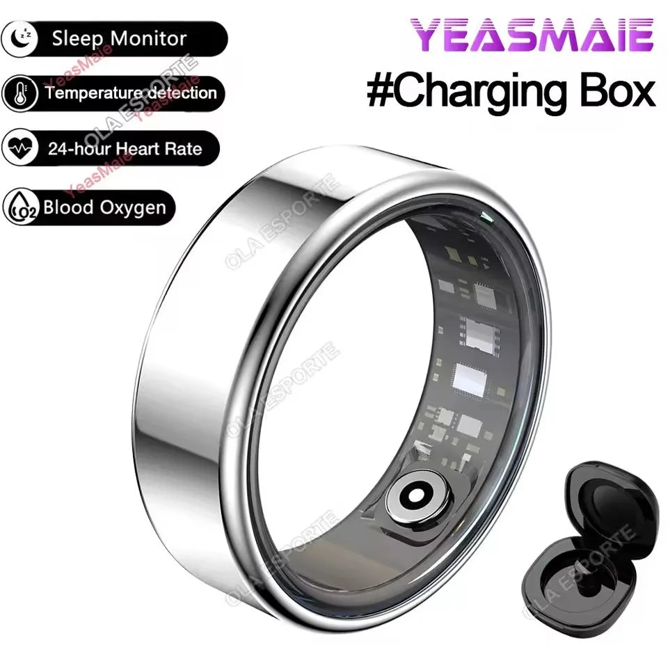 R09 Smart Ring Men Women Charging Case Heart Rate Blood Oxygen Skin