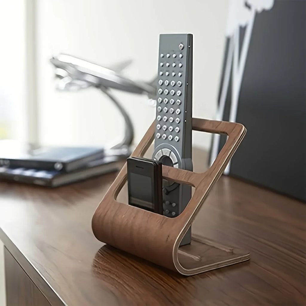 Home Remote Holder Wooden Control No Assembly Caddy 2-Slot Media