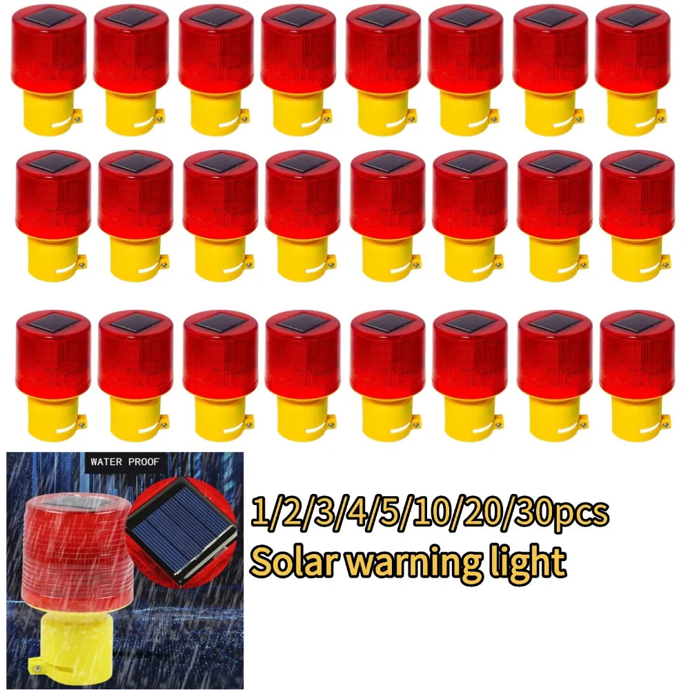 Solar LED Warning Light – Flashing Safety Beacon, 500m Visible