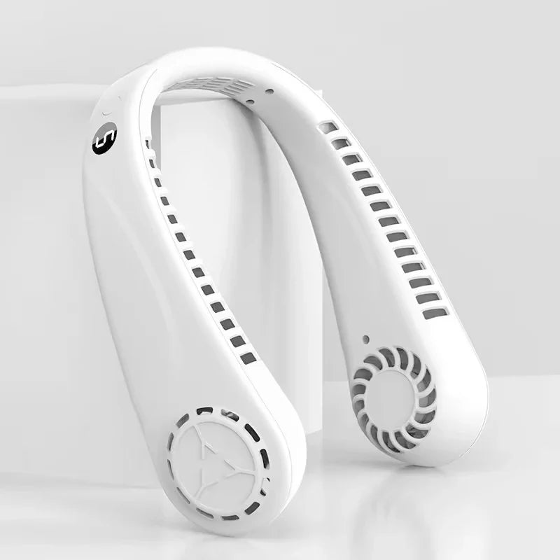 Bladeless Neck Fan | LED Display, 5-Speed, USB Rechargeable