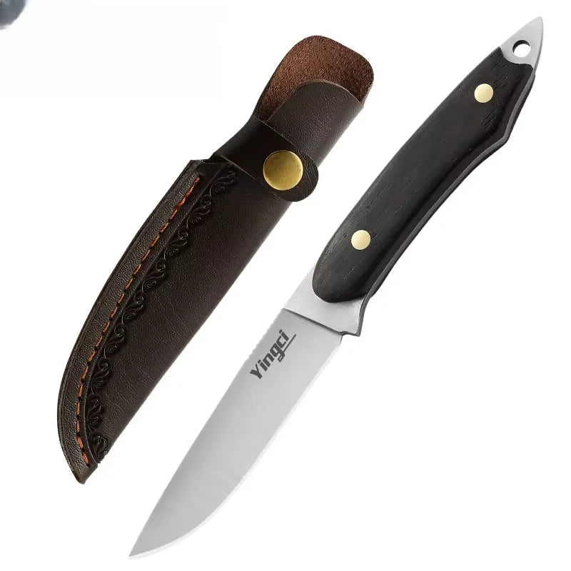 Forged Kitchen Knife – 4Cr13 Steel & Wood Handle + Sheath